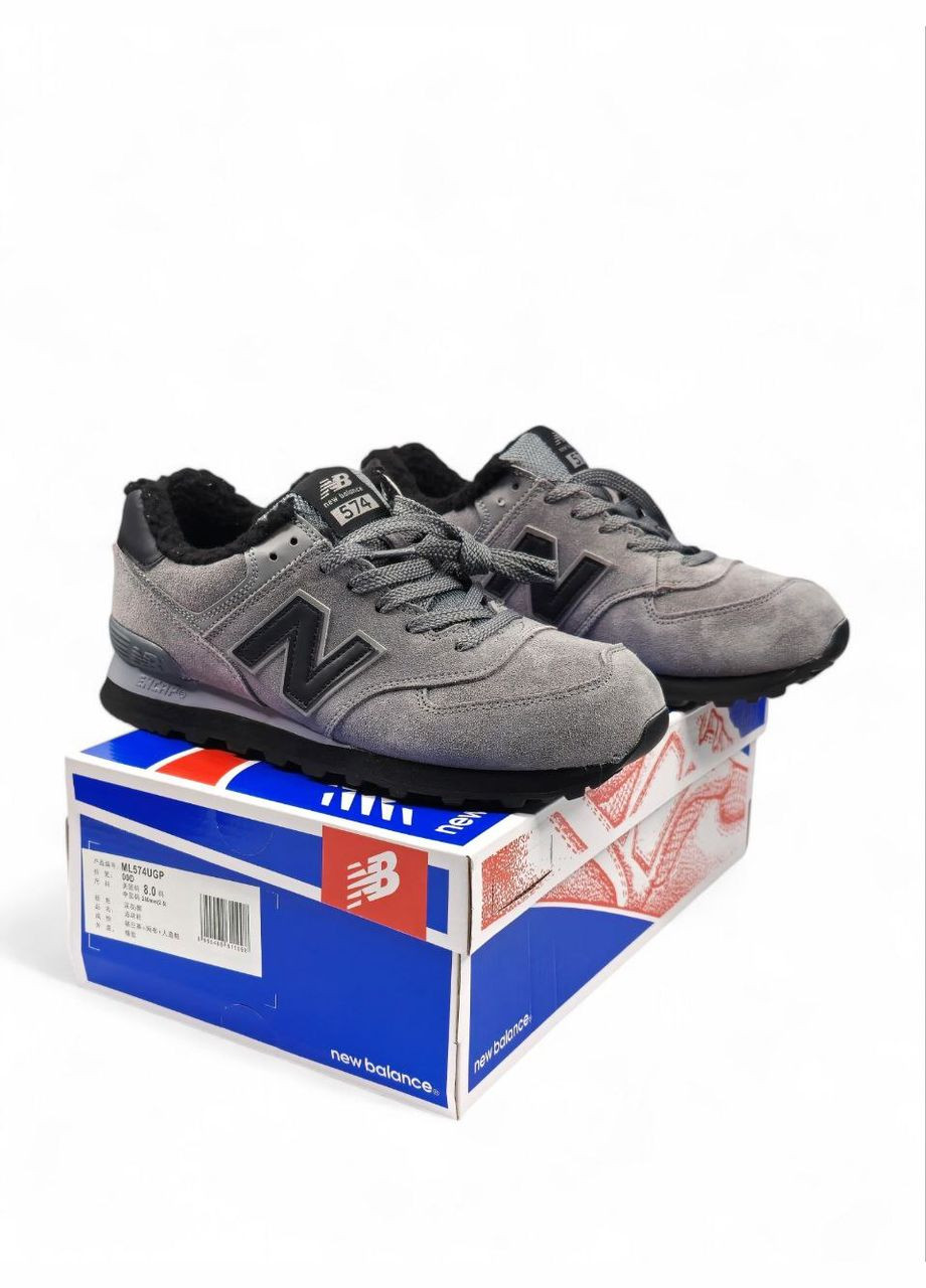 Сірі Зимовий кросівки зимові чоловічі new balance 574 winter gray black fur | нью беланс 574 сірі чорні з хутром No Brand