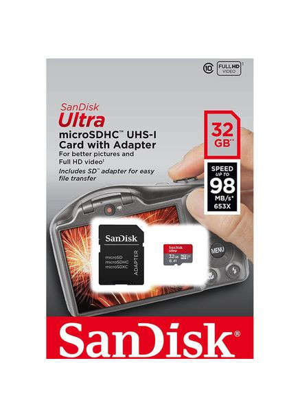 Карта памяти microSDHC UHS1 Ultra Class10 120MB/s SD Adapter 32GB SanDisk (298994806)