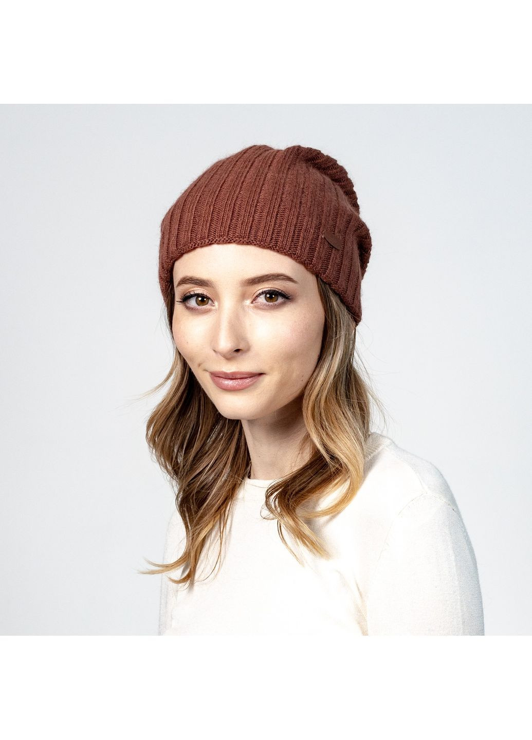 Шапка колпак женская шерсть коричневая LIORA LuckyLOOK 615-021 (322791961)