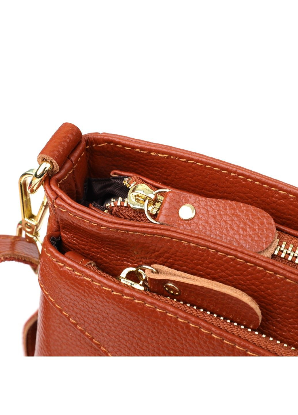 Женская сумка из натуральной кожи с формоустойчивым дном 22983 Коричневый Vintage (356452080)