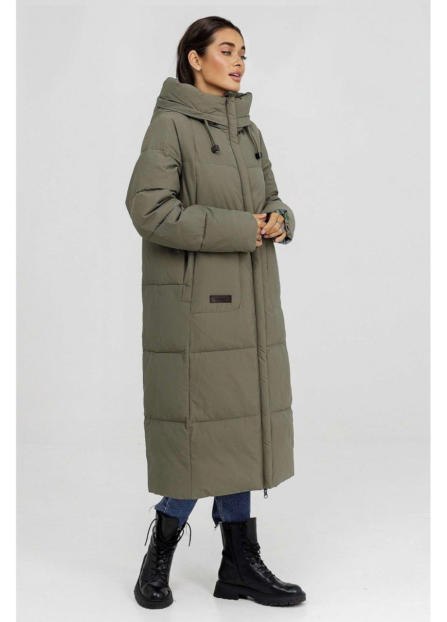 Оливкова зимня пуховик-ковдра зимовий двосторонній куртка-ковдра Lora Duvetti