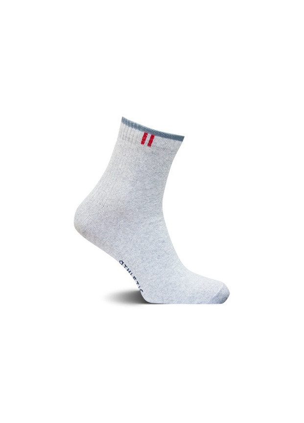 Сірі шкарпетки чоловічі спортивні бавовняні з подвійною п'яткою середньої довжини лайкра атлетик сірого кольору Лео (276536067)