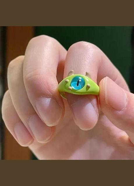 Детское кольцо Зеленый Чудик монстрик одноглазый с рожками размер регулируемый Fashion Jewelry (292861968)