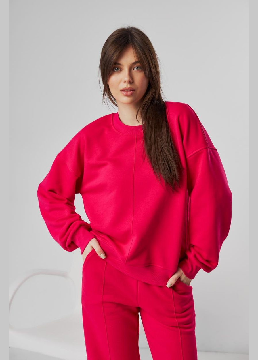 Спортивный костюм женский свитшот и брюки прямые 3х нитка, малина (М128.3) UMON (316323056)