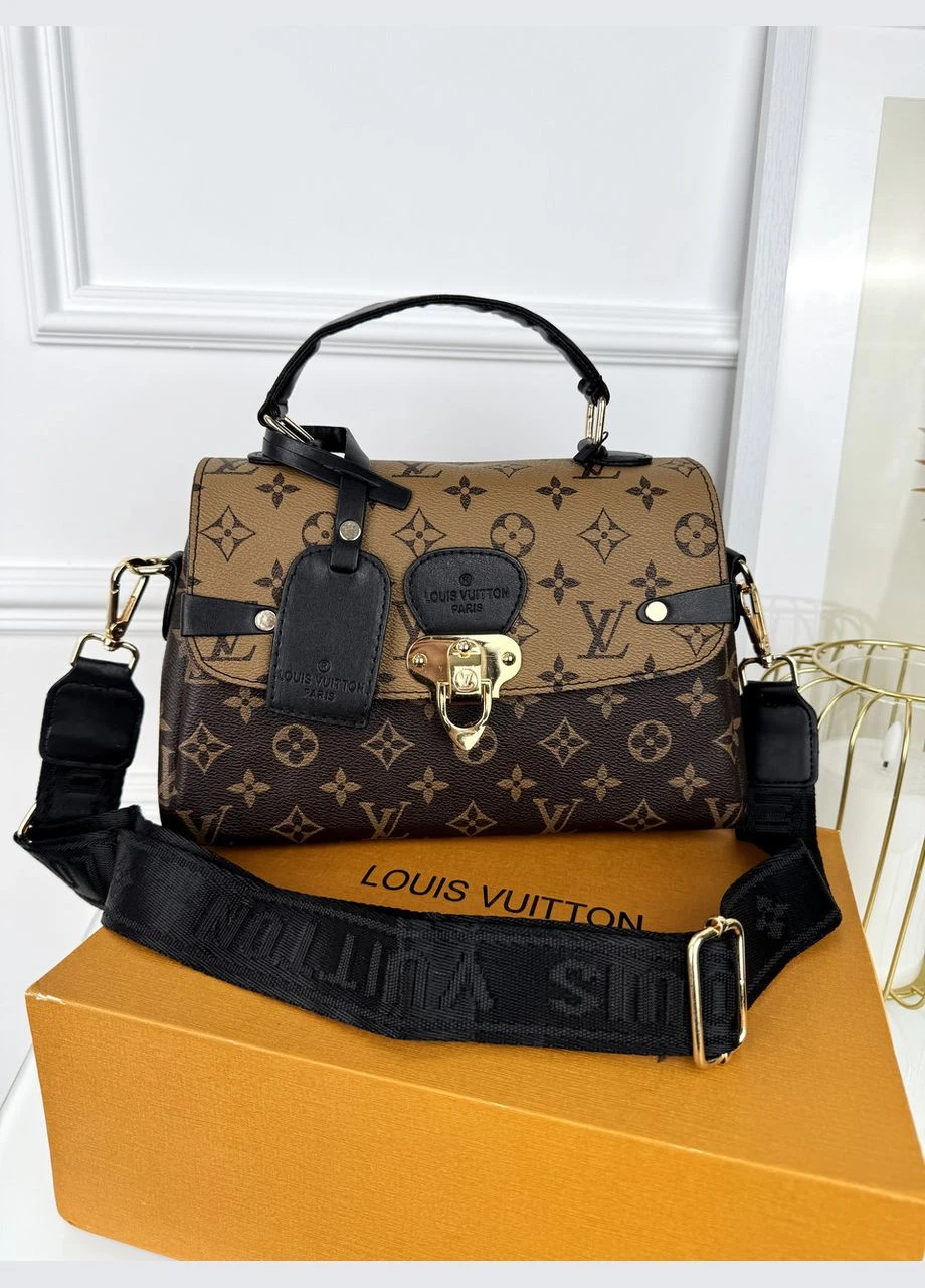 Жіноча сумка саквояж велика коричневий моногамм No Brand (322464824)