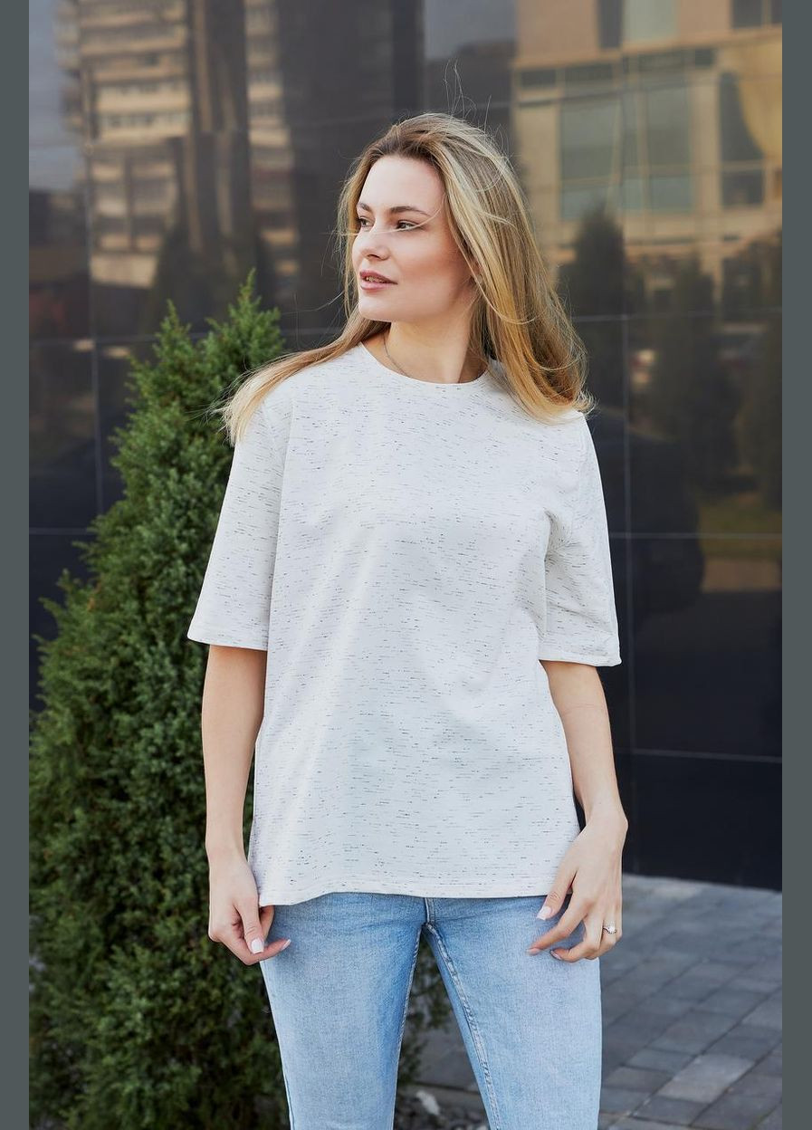 Футболка двунитка оверсайз женская крем (М184.2) UMON - (329440272)