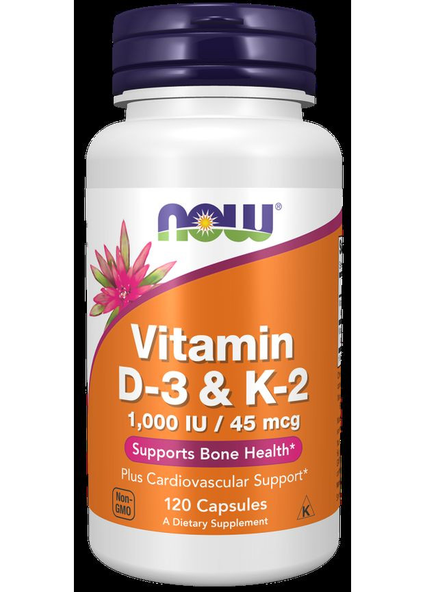 Витамин D3 и К2, Vitamin D-3 & K-2, 120 капсул Now Foods (362371082)