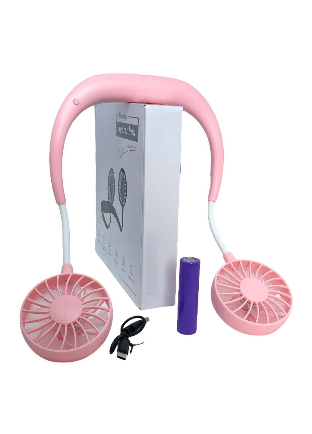 Вентилятор на аккумуляторе двойной на шею портативный зарядка от USВ ЮСБ черный Sports Necklace Fan No Brand (335821231)