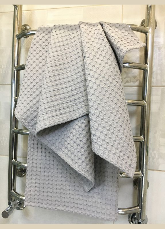 Набір рушників вафельних для ванної кімнати 75х55 см сірий 2 шт. (5743-2104) No Brand сірий