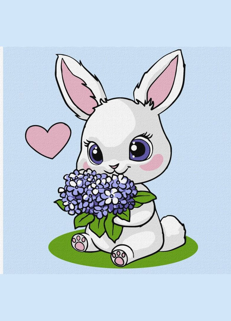 Картина по номерам Зайчик с гортензиями ©art_selena_ua 25x25 KHO1244 Идейка Ідейка (337096627)