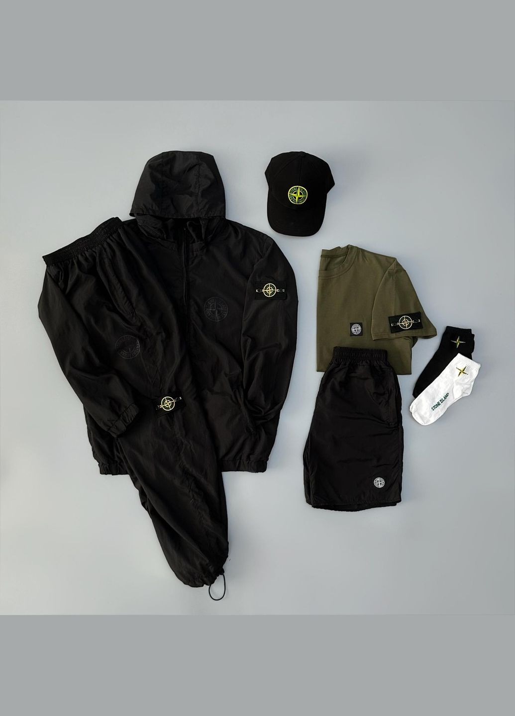 Стильный мужской спортивный костюм 5в1 Stone Island черный No Brand (342120269)