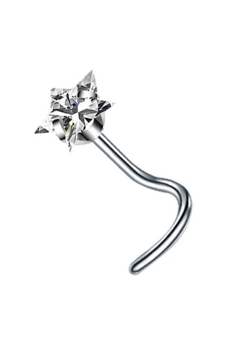Сережка пірсинг ностріл Для носа зірка страз 3 мм х 3 мм нержавіюча сталь Сталистий Finding (322148007)
