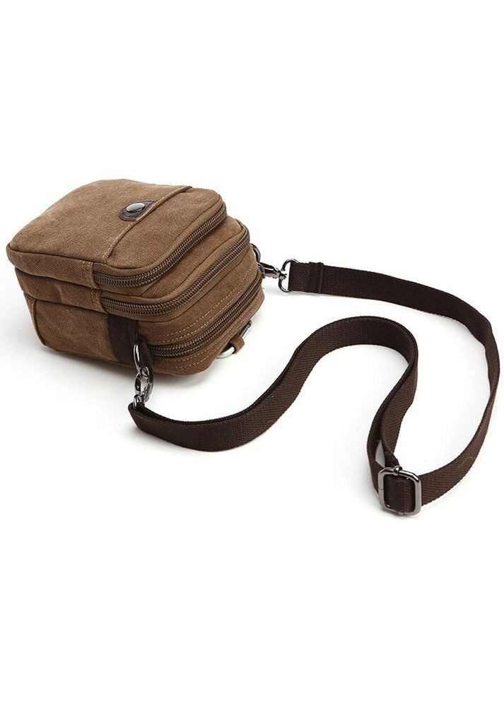 Барсетка текстильна Vintage через плече з кишенями коричнева (sku_20163) No Brand (329901829)