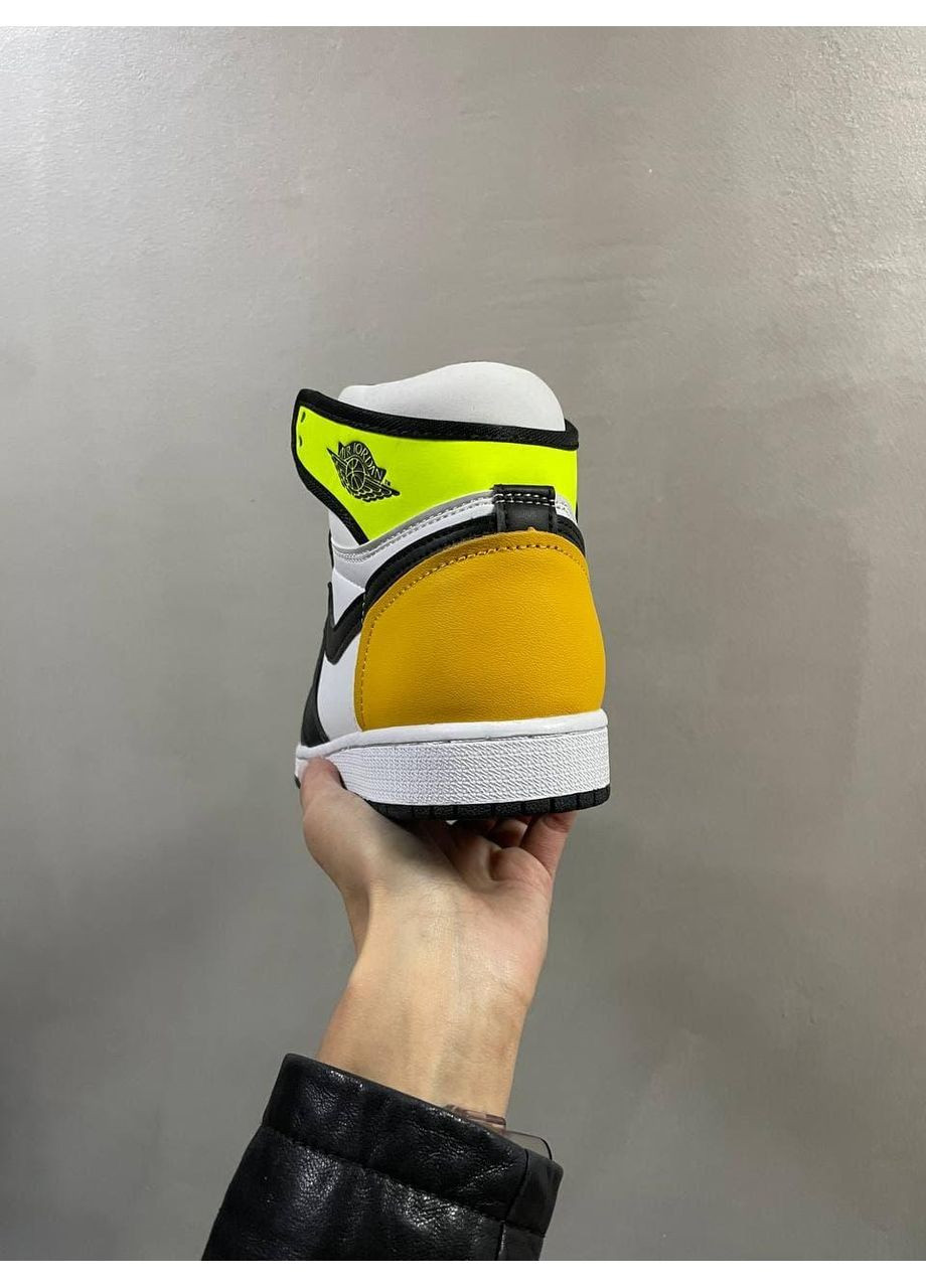 Білі Осінні кросівки чоловічі nike air jordan 1 high og volt gold найк аір джордан No Brand