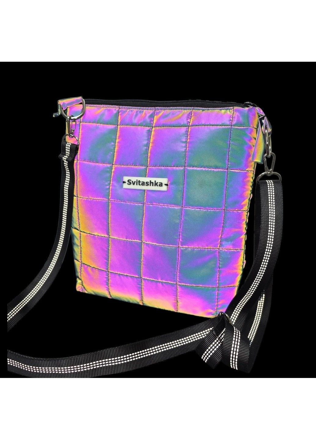 Стьобана компактна сумка крос-боді фіолетова — світловідбиваюча, водонепроникна, жіноча Svitashka (369489624)