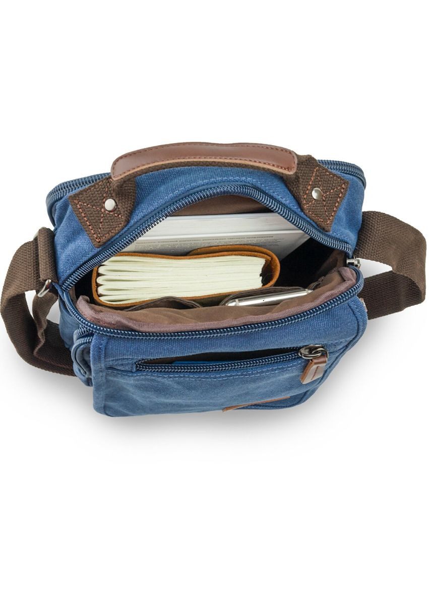 Мужская текстильная сумка через плечо синяя кроссбоди 20201 Vintage (329196659)