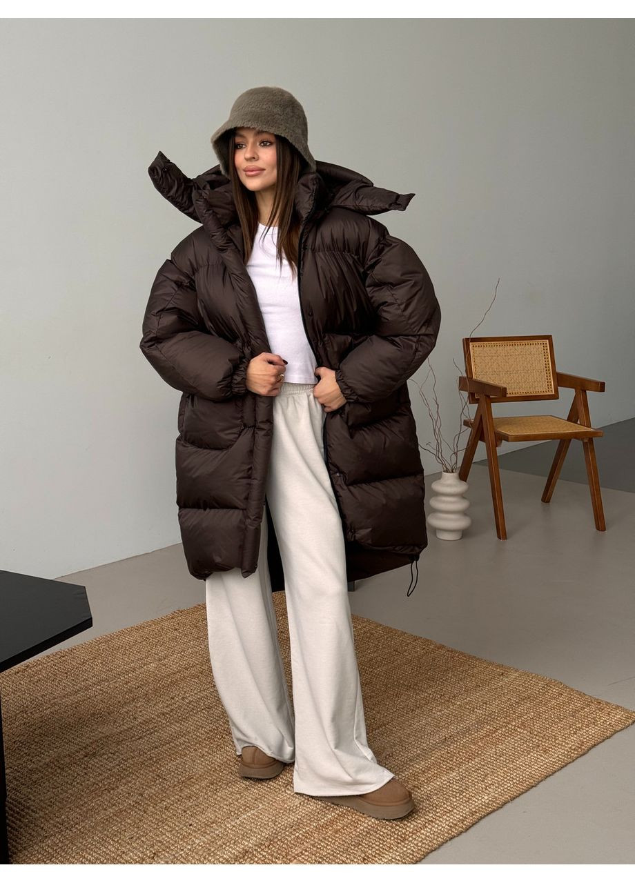 Коричневий зимній Пуховик No Brand