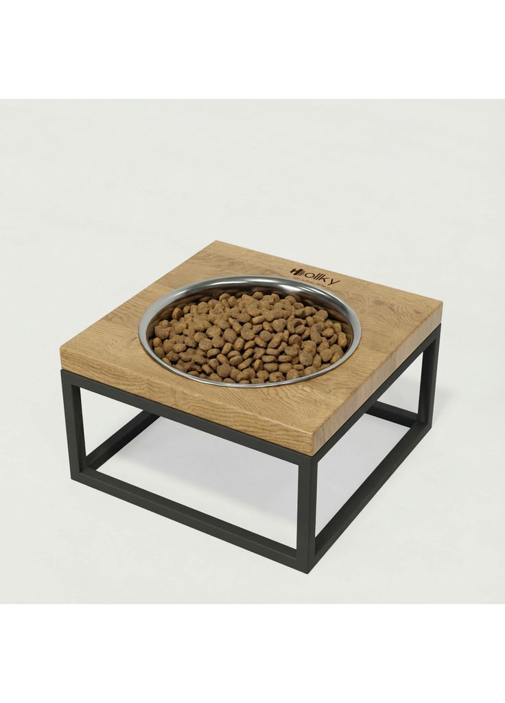 Миска на подставке для кошек и средних собак Base Solo M (1×0,8 л) Solo M-212110-GRNT Hollky (365652736)