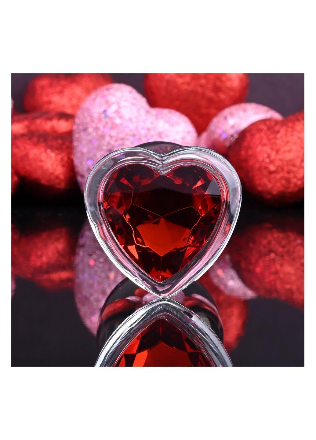 Анальная пробка стеклянная ADAM ET EVE RED HEART GEM GLASS PLUG LARGE Adam & Eve (290850446)