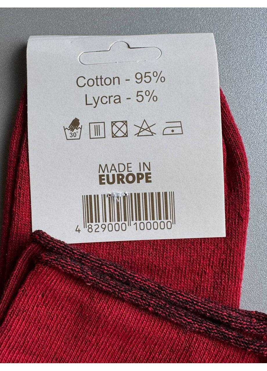 Червоні 1 пара високі котонові демисезонні шкарпетки які не перетискують ногу, дуже зручні Vip однотонні (350667639)