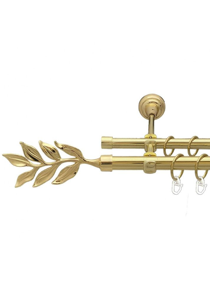 Карниз Лавр металлический двухрядный открытый гладкая труба Золото 19\16 мм 300 см (00-00013009) ORVIT (300279449)