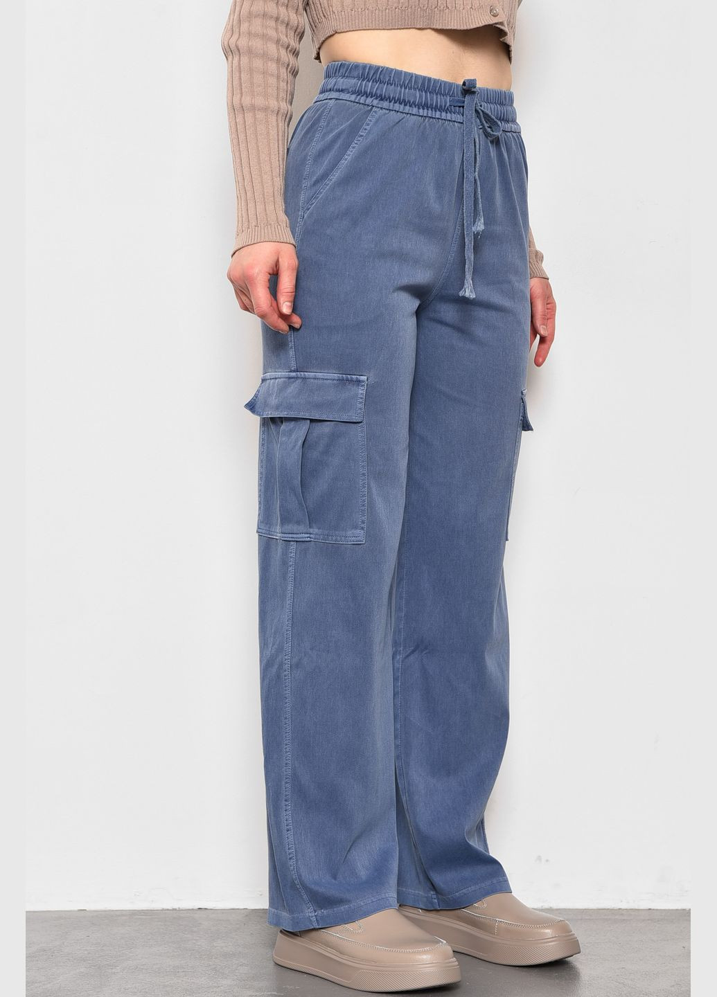 Штани жіночі напівбатальні синього кольору Let's Shop (285692206)