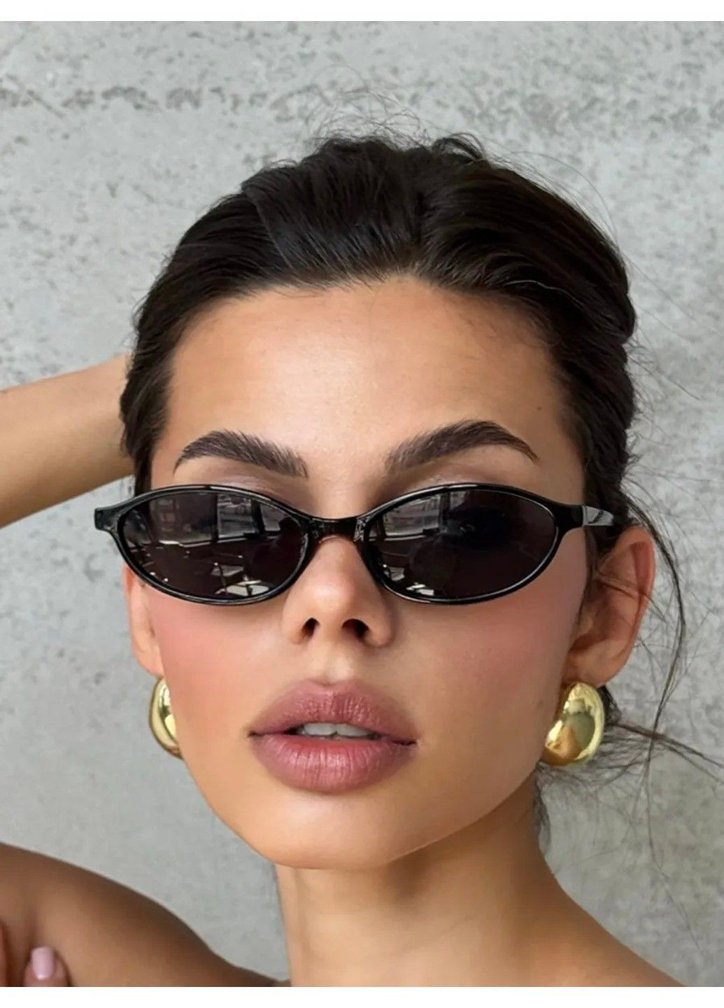 Очки солнцезащитные овальные Glass черные No Brand (354820357)