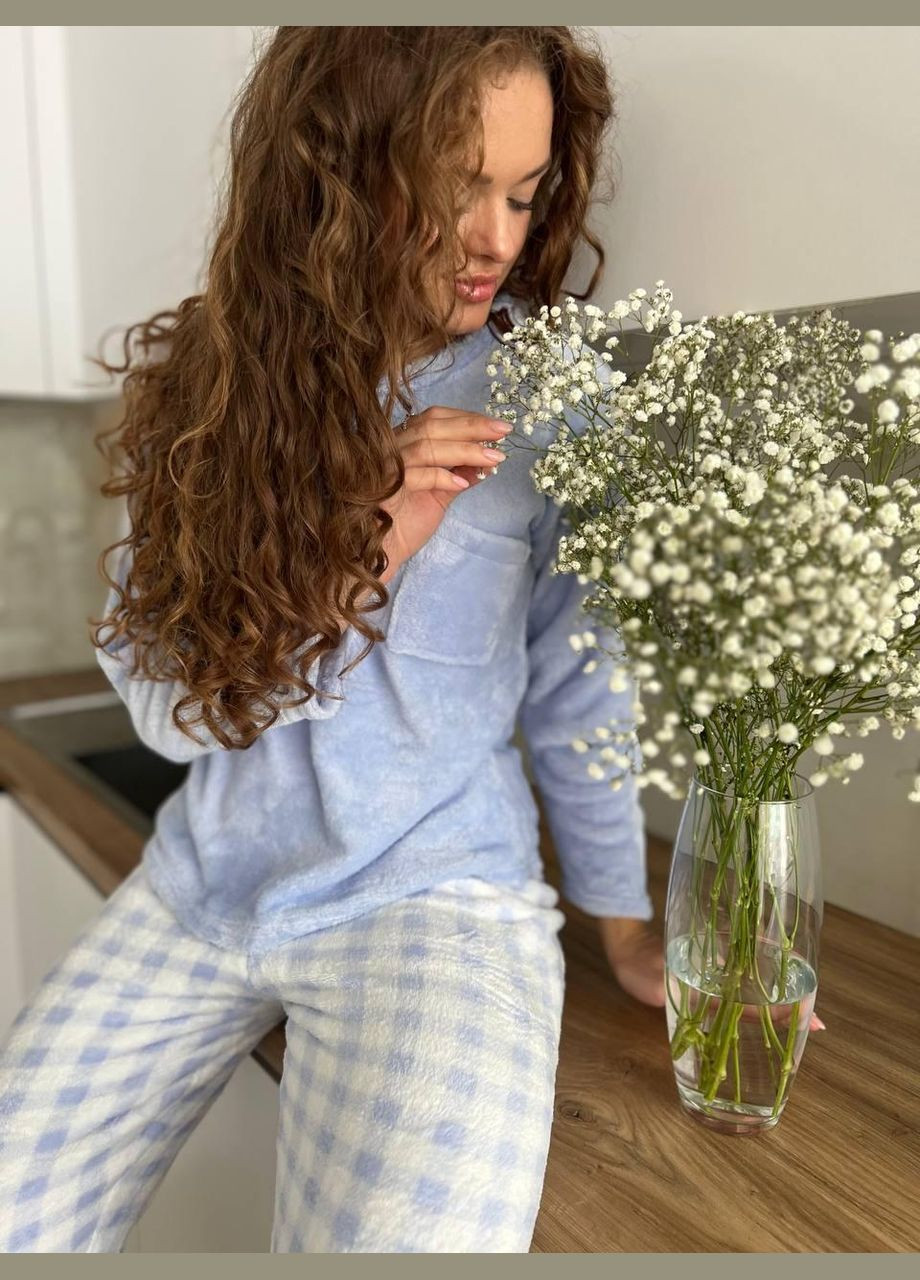 Голубая зимняя пижама женская голубая m (2530) GT