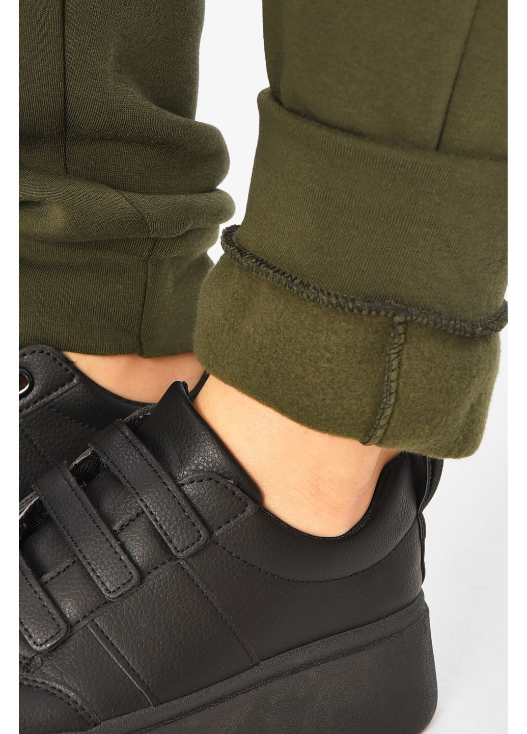 Спортивные штаны женские на флисе тёмно-зеленого цвета Let's Shop (364485139)