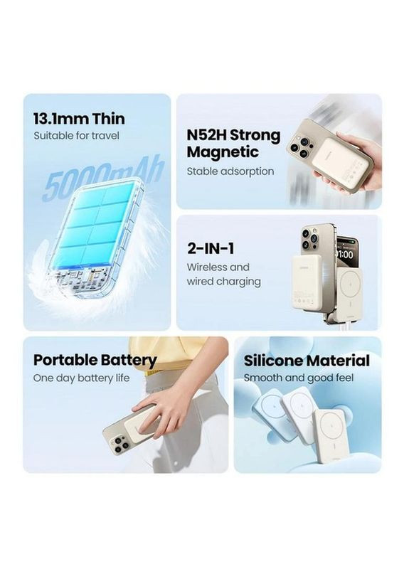 Магнітний Magsafe Павербанк PB560 5000 mAh 15 Вт з бездротовою магнітною зарядкою для iPhone Ugreen (349824327)