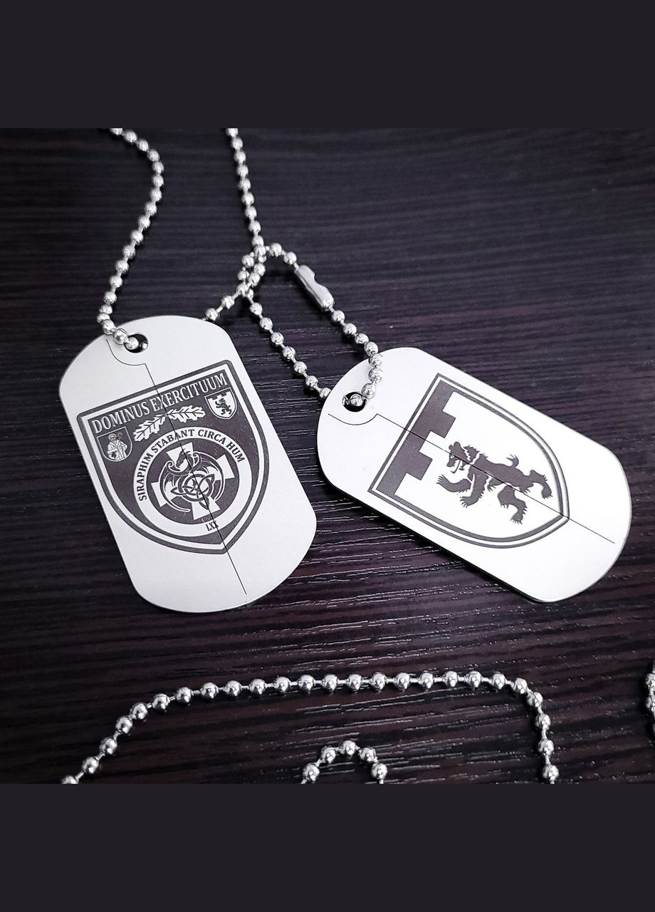 Двойной комплект жетонов. Жетон из нержавеющей стали 50х28 с гравировкой. Цепочка в комплекте No Brand (300369662)