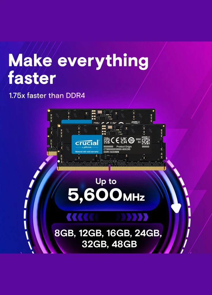 Модуль для ноутбука SoDIMM DDR5 16GB 5600 MHz (CT16G56C46S5T) Micron (315786278)