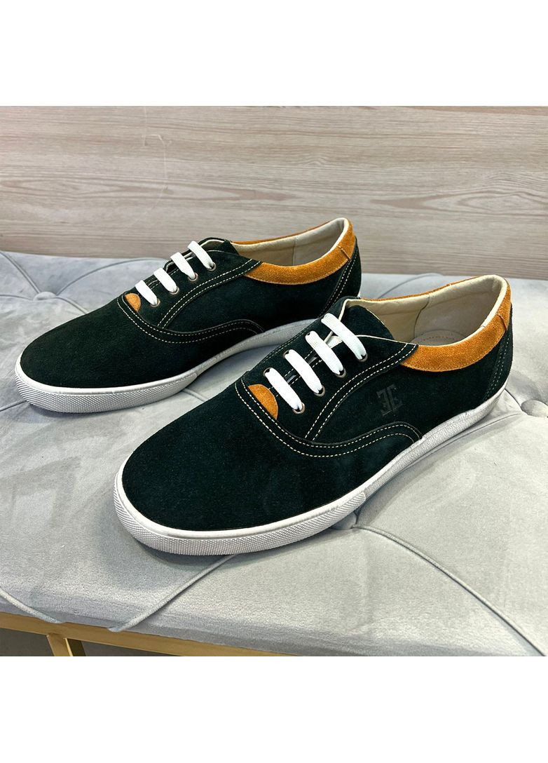 Темно-зелені чоловічі кеди зеленого кольору із натурального замшу. Fashion