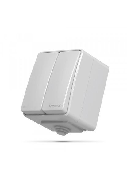 IP65 Выключатель наружный двухклавишный серый BINERA Videx (366298508)
