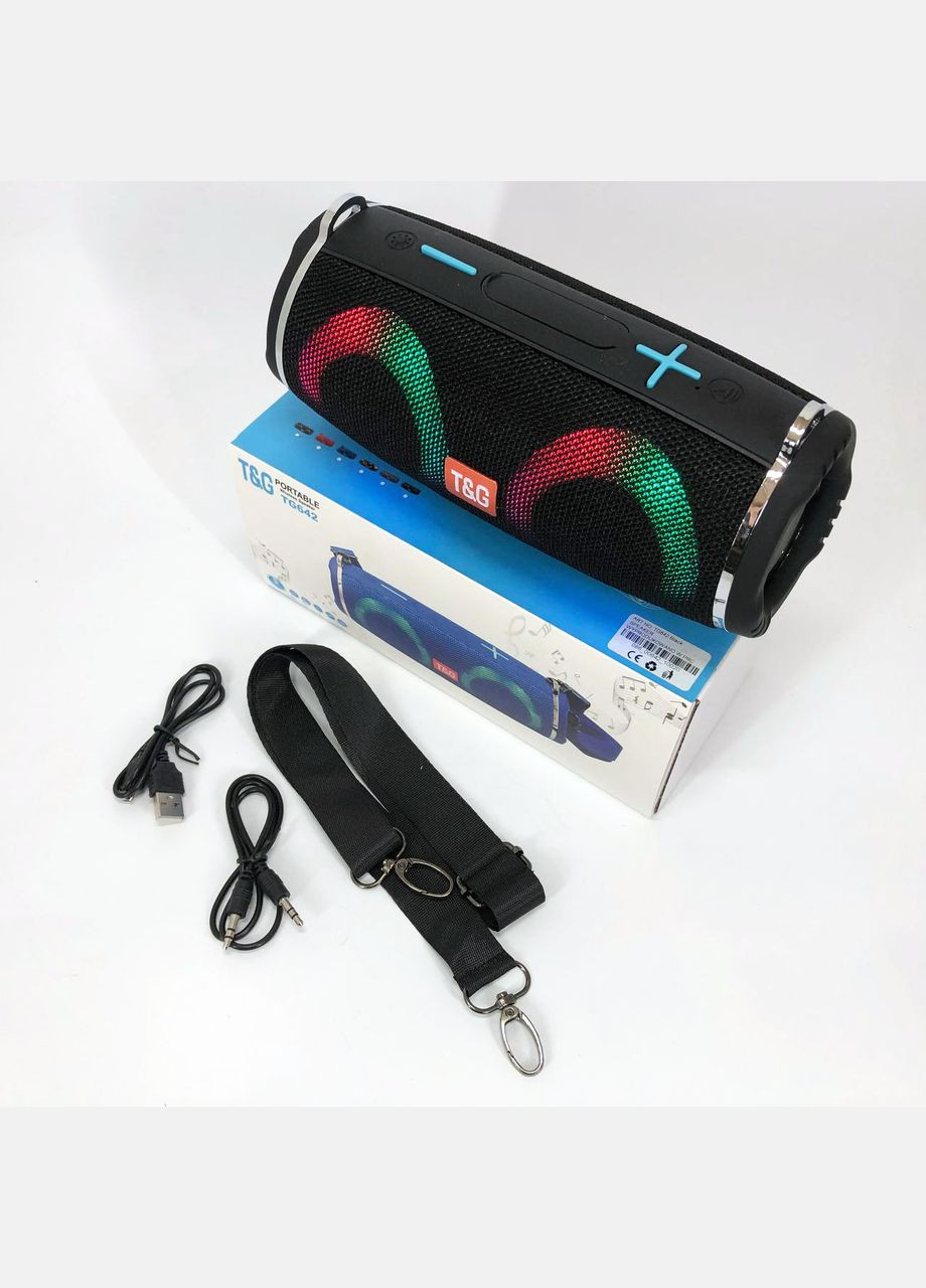 Портативная колонка TG642 с подсветкой RGB и ремешком, аккумуляторная колонка для музыки. Цвет: черный No Brand (359474609)