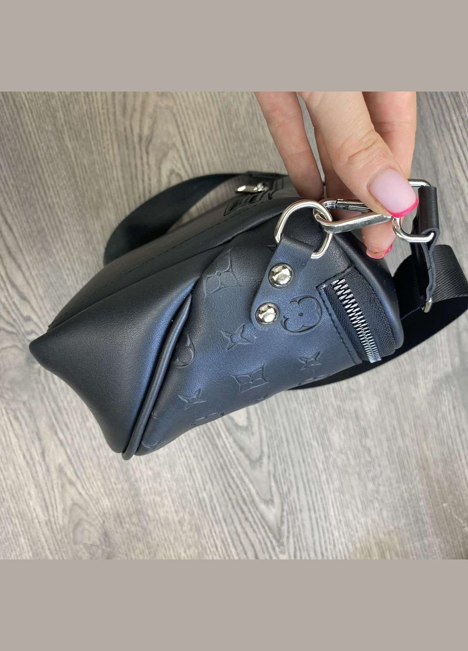 Женская сумка слинг бананка кросс-боди из экокожи черная белая (sku_993) No Brand (330575709)