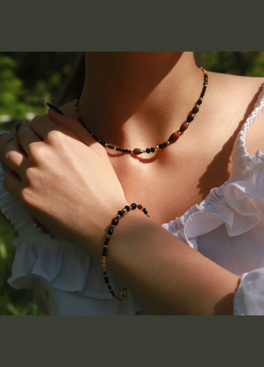 Чокер натуральний чорний Опал, жовтий Сапфір, Шпінель, золотий Обсидіан фур-ра гіп-ний сплав колір золото No Brand сапфір, обсидіан, опал, шпінель латунь золото (302752383)