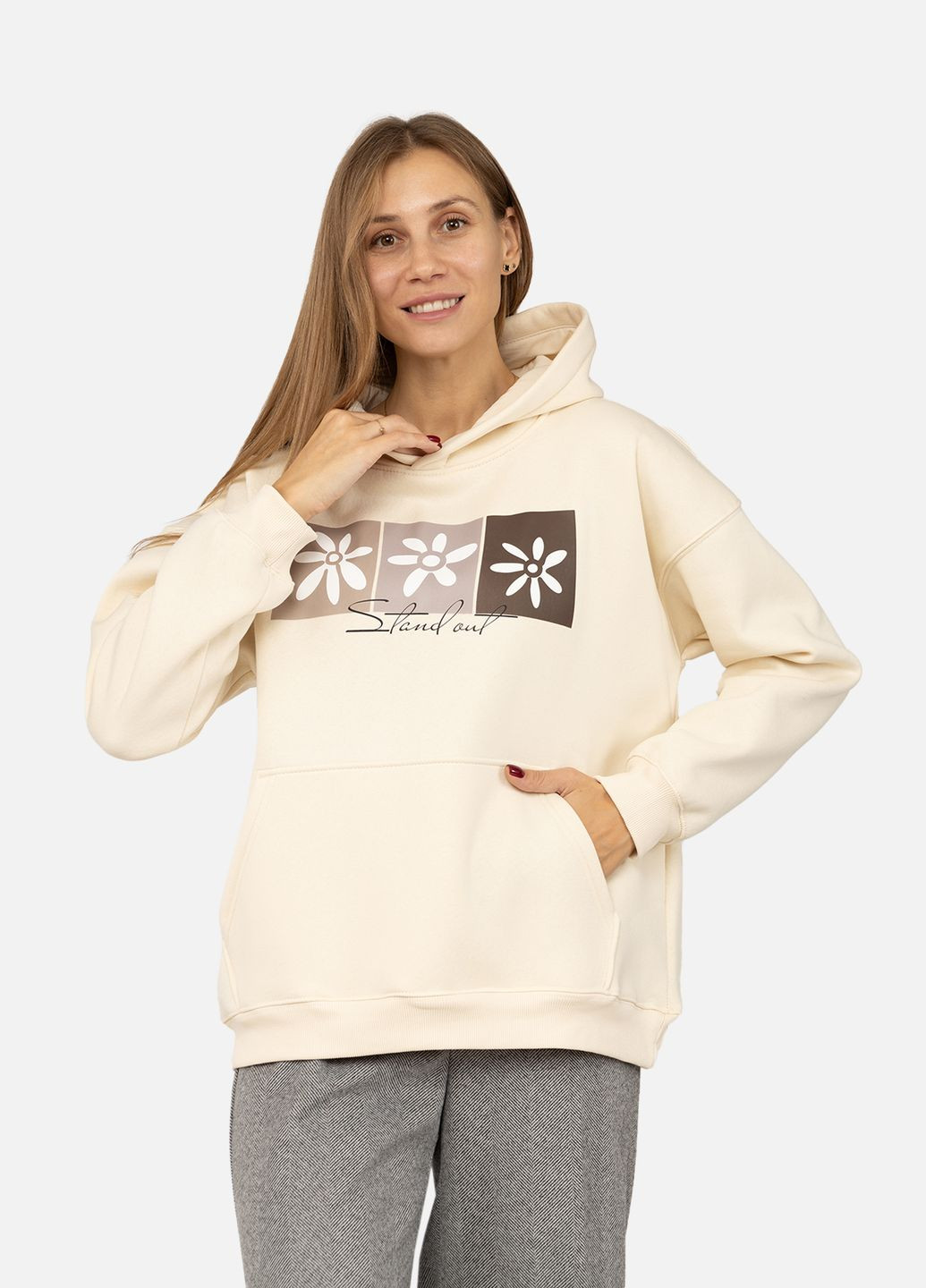 Женский худи цвет молочный ЦБ-00262867 Yuki (307471849)