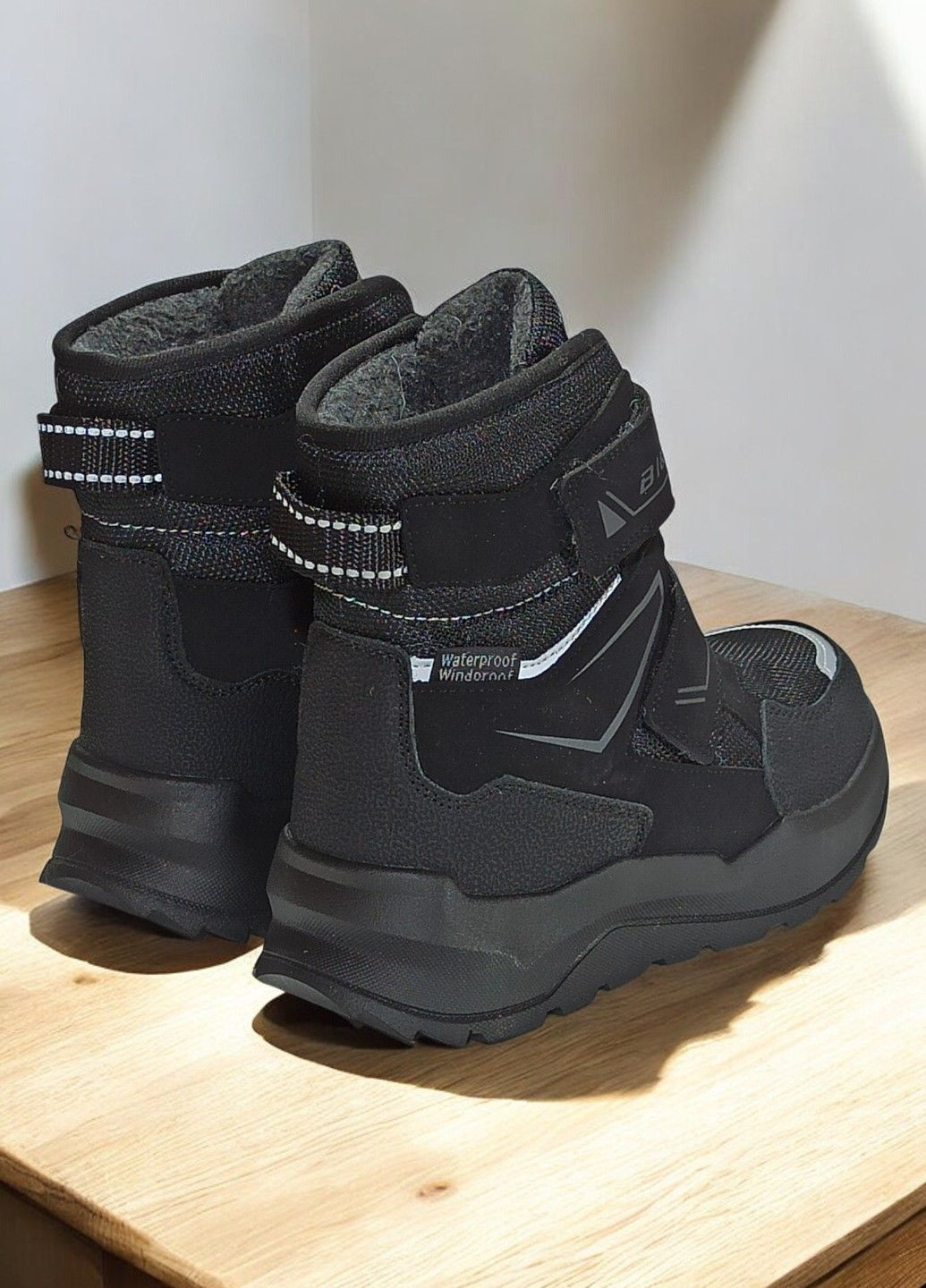 Термо черевики дутики зимові для хлопчика на овчині липучках BIKI 01210В чорні Tom.M (305391854)