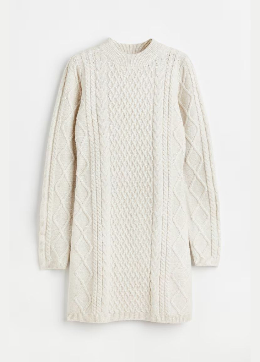 Кремовое платье вязаное H&M однотонное