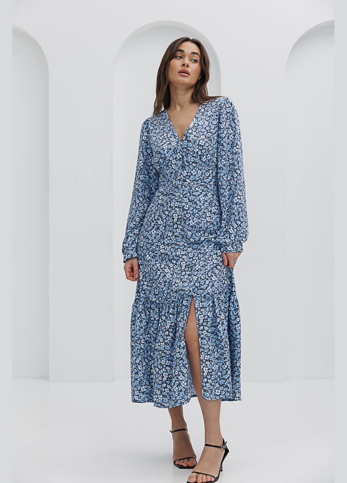 Синя квіткова сукня міді Arjen