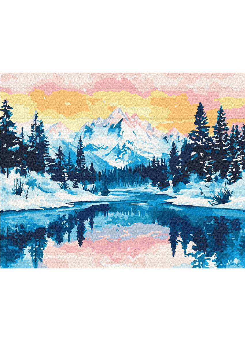 Картина за номерами Срібні вершини 40х50 см Малювання за номерами зимовий пейзаж BS54195 Brushme (371159917)