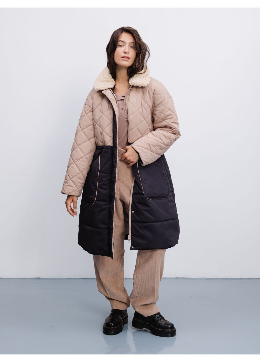 Комбинированная демисезонная куртка 0800192401al беж-баклажан Alvo