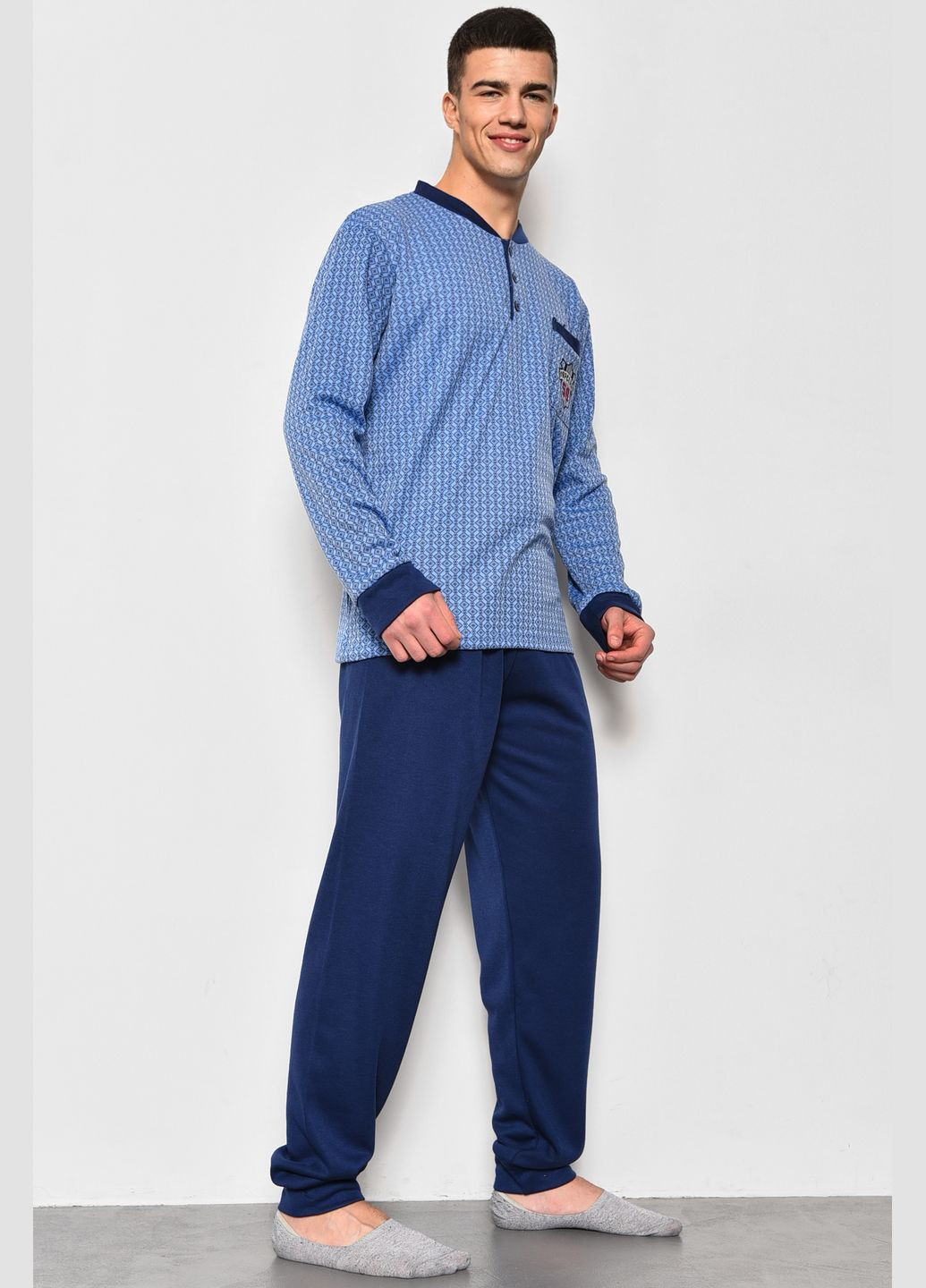 Піжама чоловіча на флісі напівбатальна синього кольору Let's Shop (278761332)
