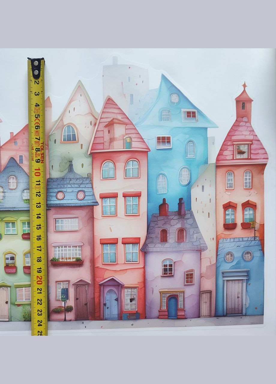 Наклейка Веселый цветной город ( лист 30 х 60 см) Б424 BRUP (325699329)