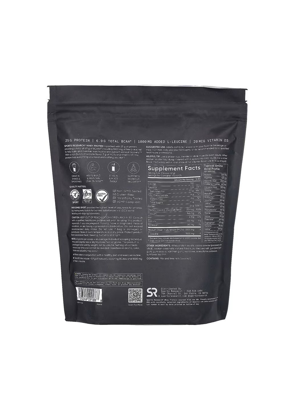 Изолят сывороточного протеина для мужчин 1030 г шоколадный вкус BCAA 25 г Sport Research (367956598)