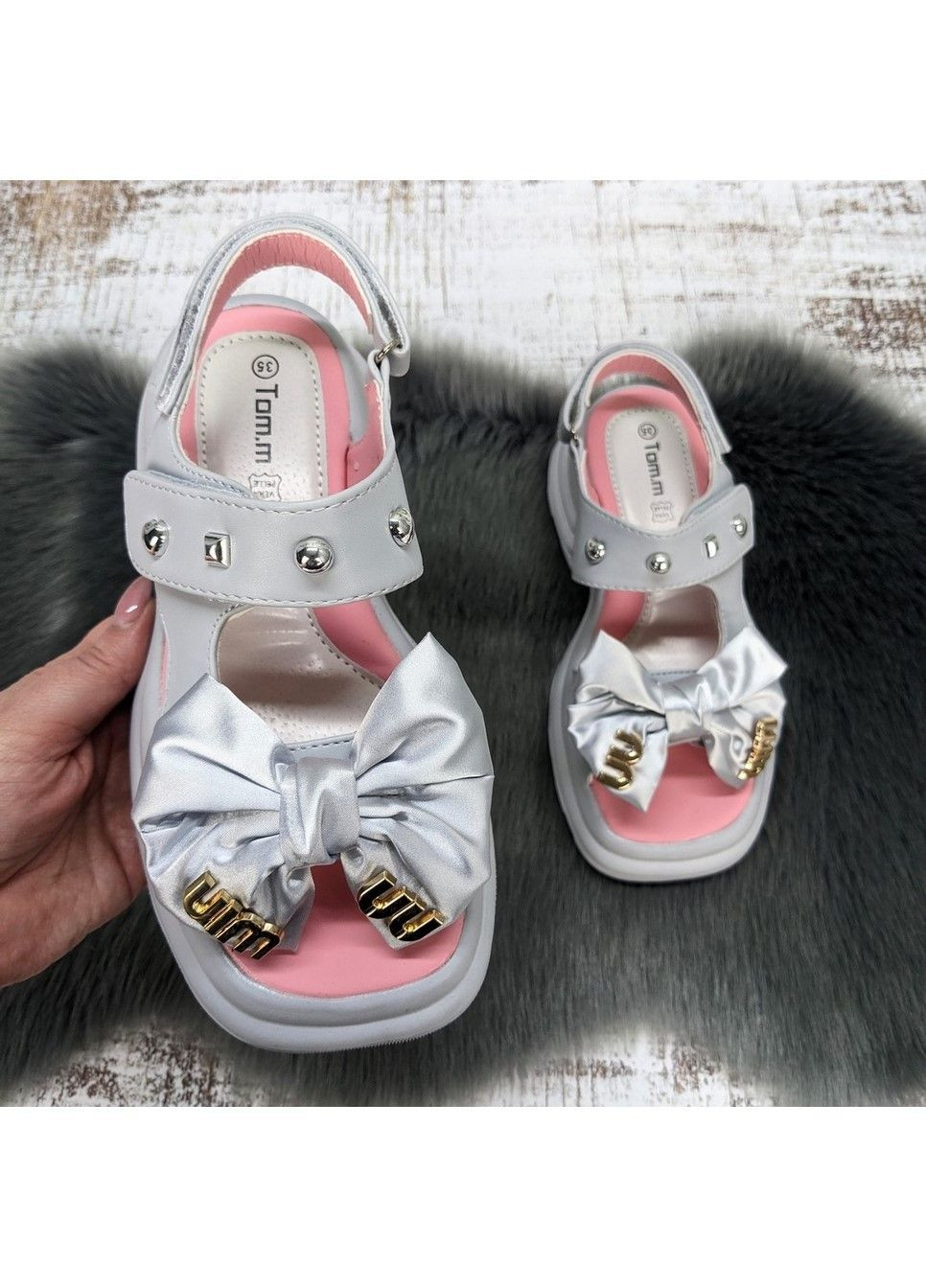 Серые босоножки сандалии детские для девочки Tom.M