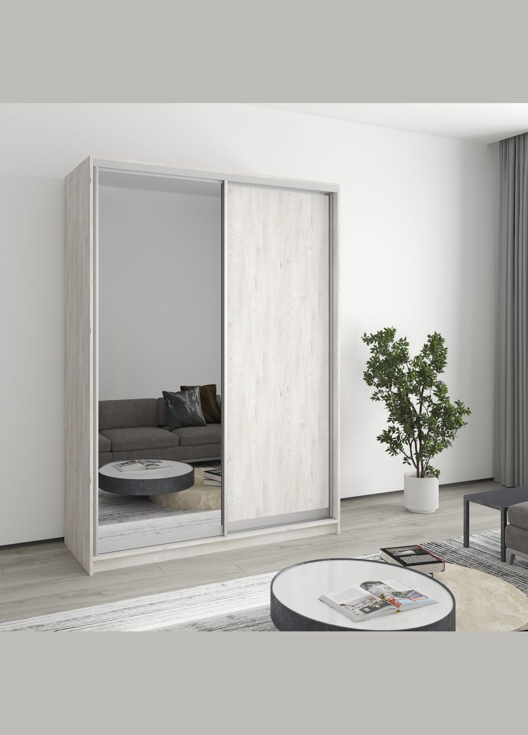 Шкаф-купе двухдверный Комбо AL ДСП/Зеркало 150x45x210 см (MBS-2742) MebelStar (346288281)