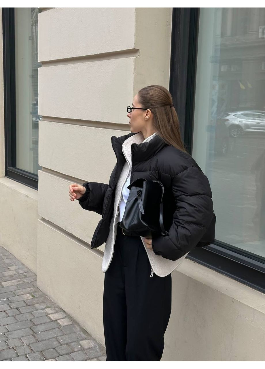 Чорна демісезонна жіночий пуфер No Brand