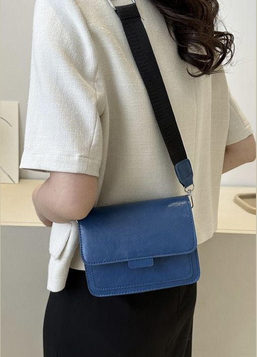 Жіноча класична сумка 6006 крос-боді через плече на тонкому ремінці синя No Brand (296008097)